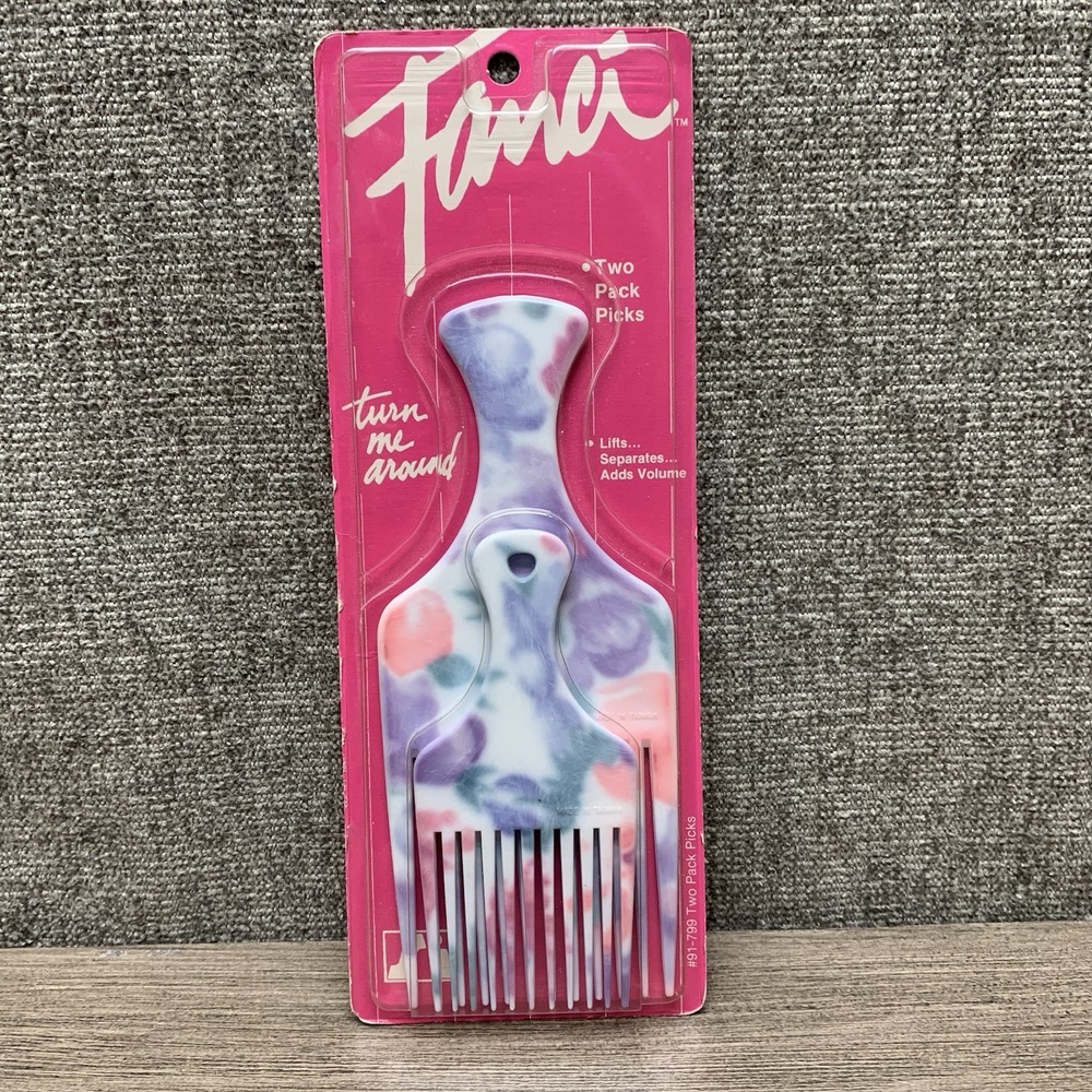 Vintage Fanci Hair Pick Lift Comb Retro 80s 90s USA‎ Teal Pink Purple Y2K 1989 2